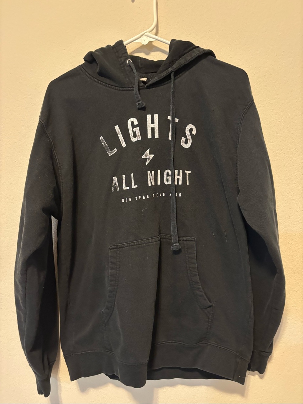BLACK "LIGHTS ALL NIGHT" Graphic Hoodie